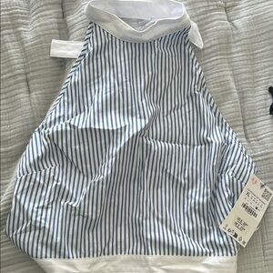 Zara Striped Blue and White Poplin Halter Top